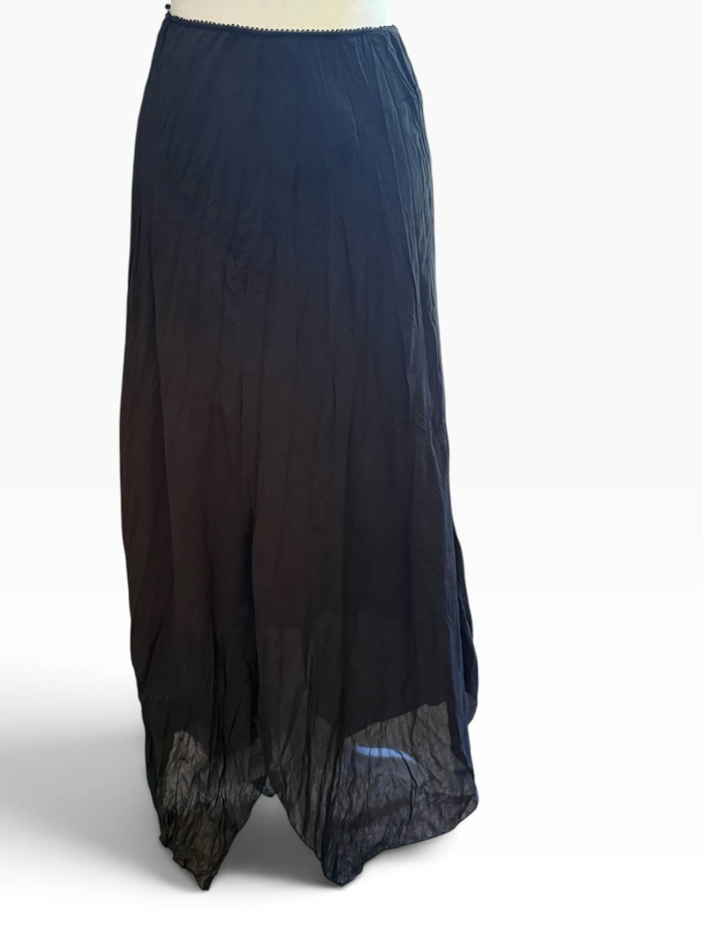 Women’s Jonathan Martin Studio black lined sheer crinkle maxi skirt EUC Size LG
